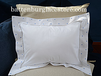 Pillow Sham 12x16.Swiss Polka dot. French Blue color dot. - Click Image to Close
